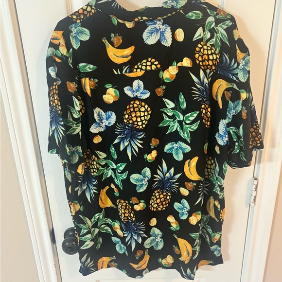 George Men’s Size Large Tropical Fruit & Leaf Print Hawaiian Short Sleeve Shirt - Picture 3 of 4